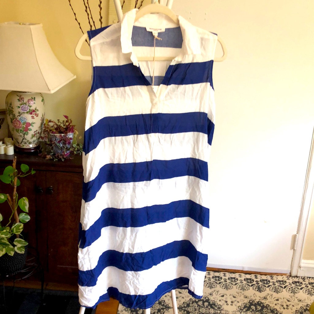 Beachlunch Lounge Collection Blue White Stipe Shirt Dress Women Sp